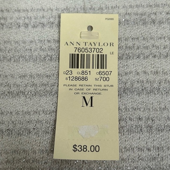 Ann Taylor Shimmery Cream Ribbed 3/4 Sleeve Blouse - Picture 9 of 14